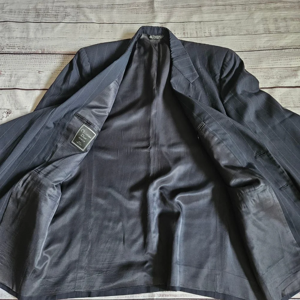Vintage Christian Dior Monsieur Pure Wool Pinstripe Blazer Jacket Mens